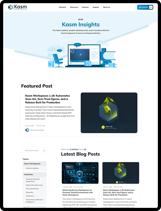 Kasm Workspace website concept