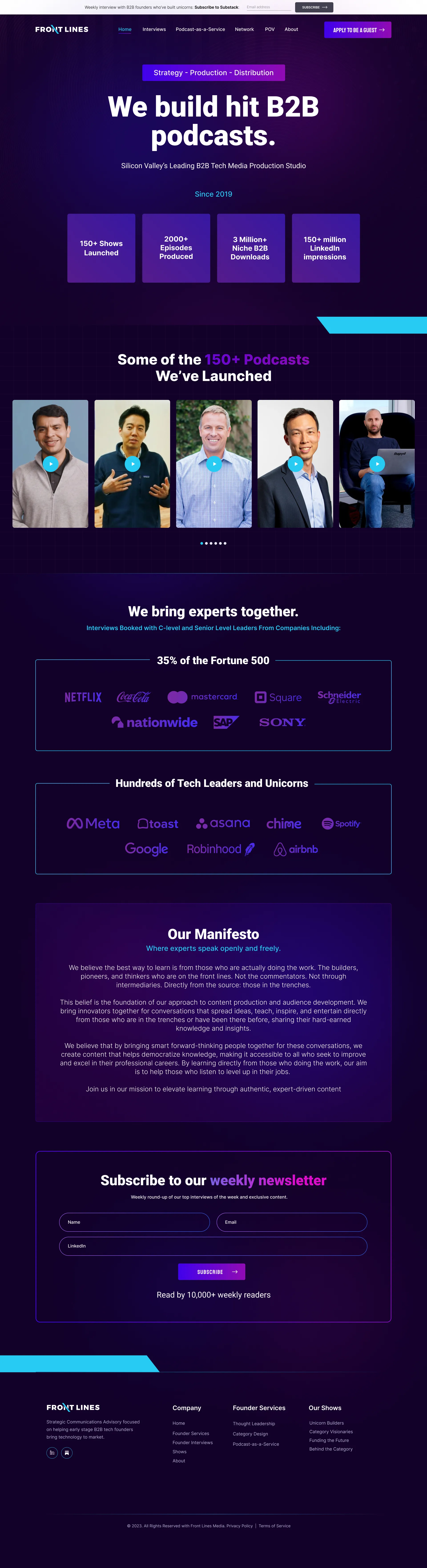 front lines website design