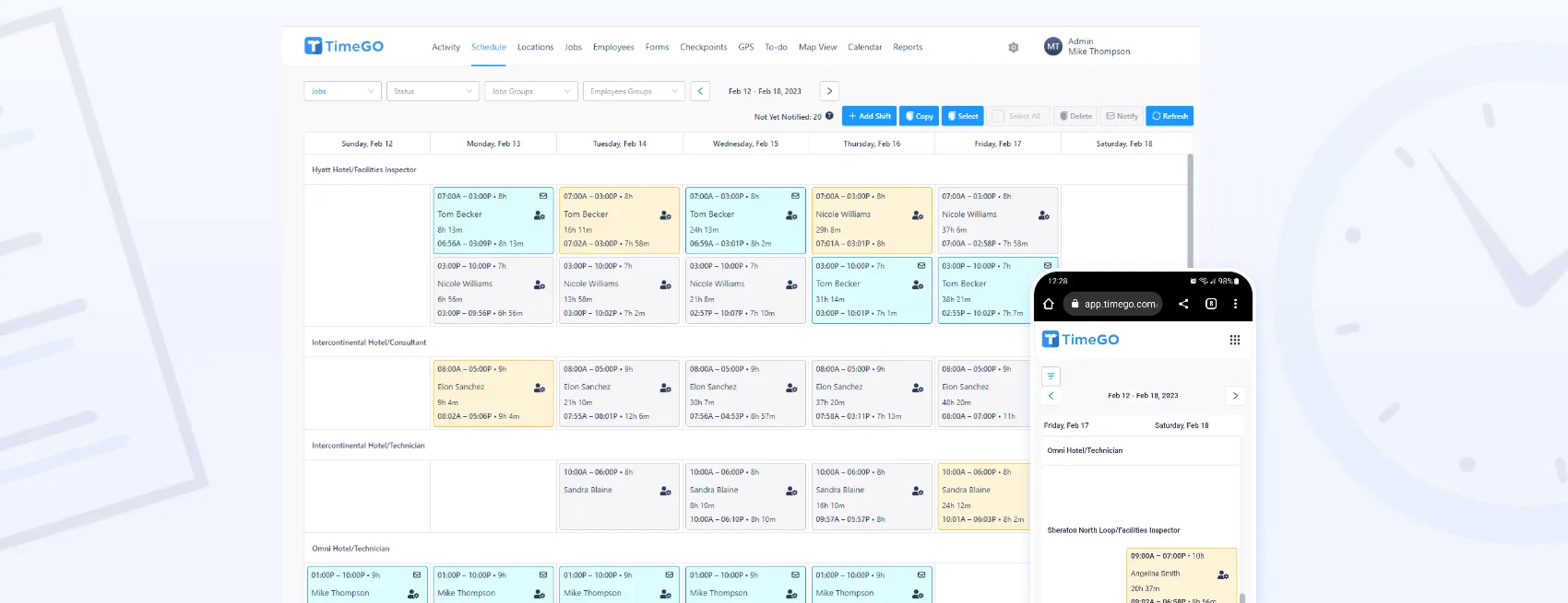 TimeGO SaaS website interface